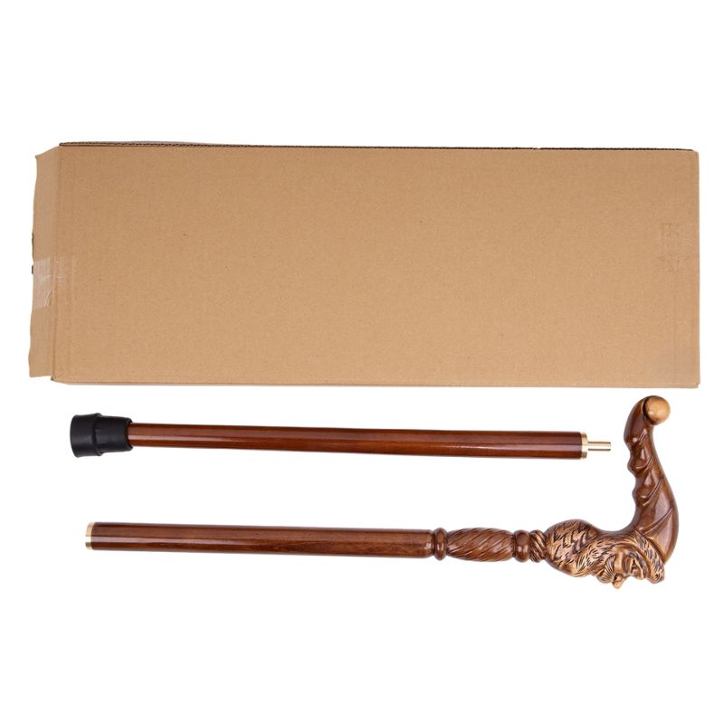 santa claus wooden walking cane - shaft detail