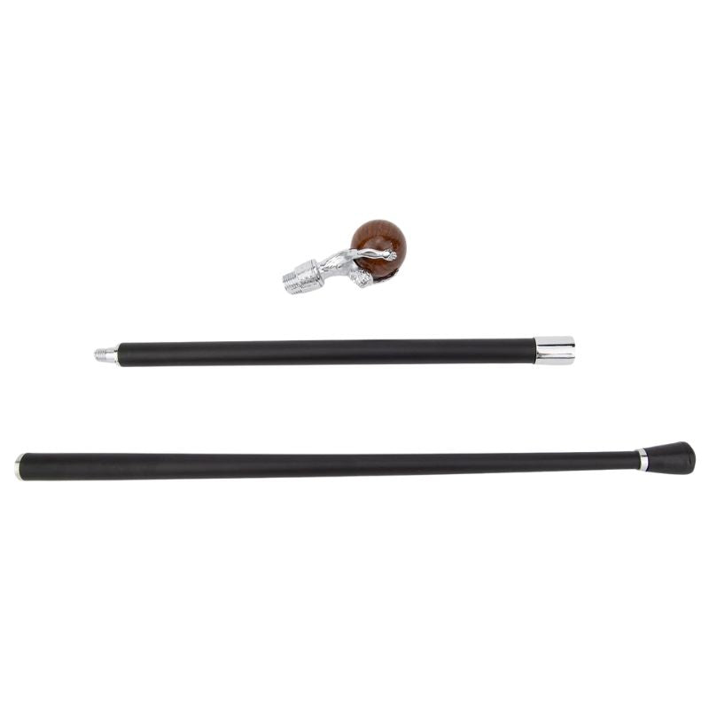 atlas sculpted luxury wooden walking cane - vintage-style detail