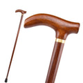 luxury wooden walking cane with gold accent ring