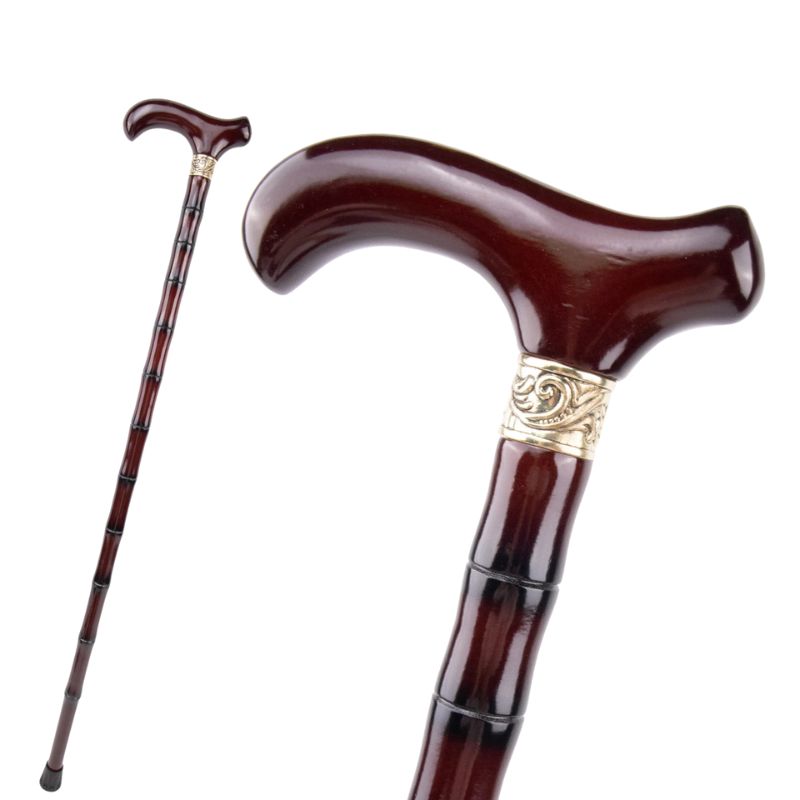 original wooden walking cane with hook handle