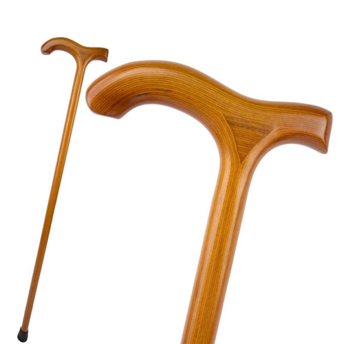 amber wood walking cane with t-handle