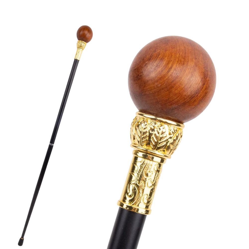 ball handle wooden walking cane