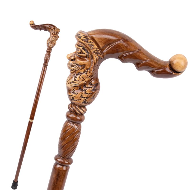 santa claus wooden walking cane