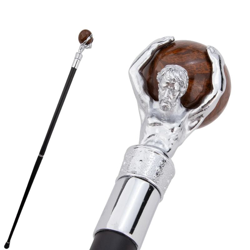 atlas sculpted luxury wooden walking cane
