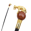 leopard ball wooden walking cane