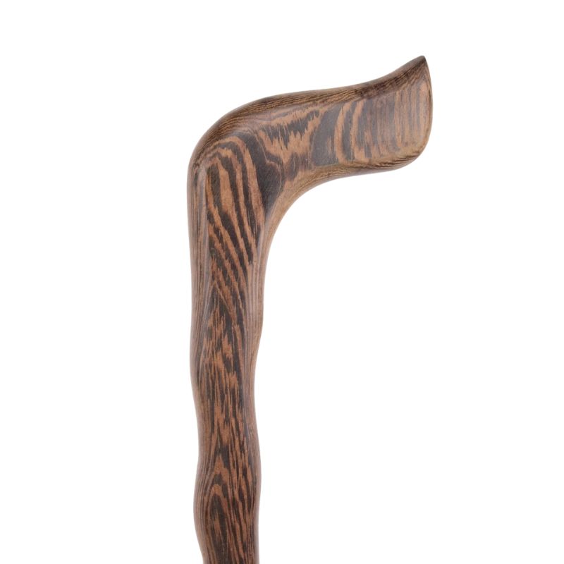 natural wood walking cane with t-handle - handle detail