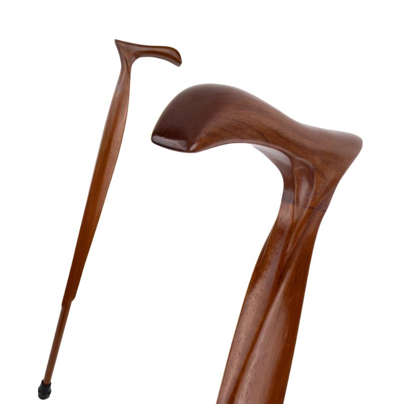 hand carved ergonomic wooden walking cane