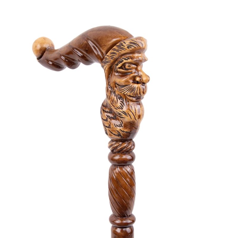 santa claus wooden walking cane - close-up view
