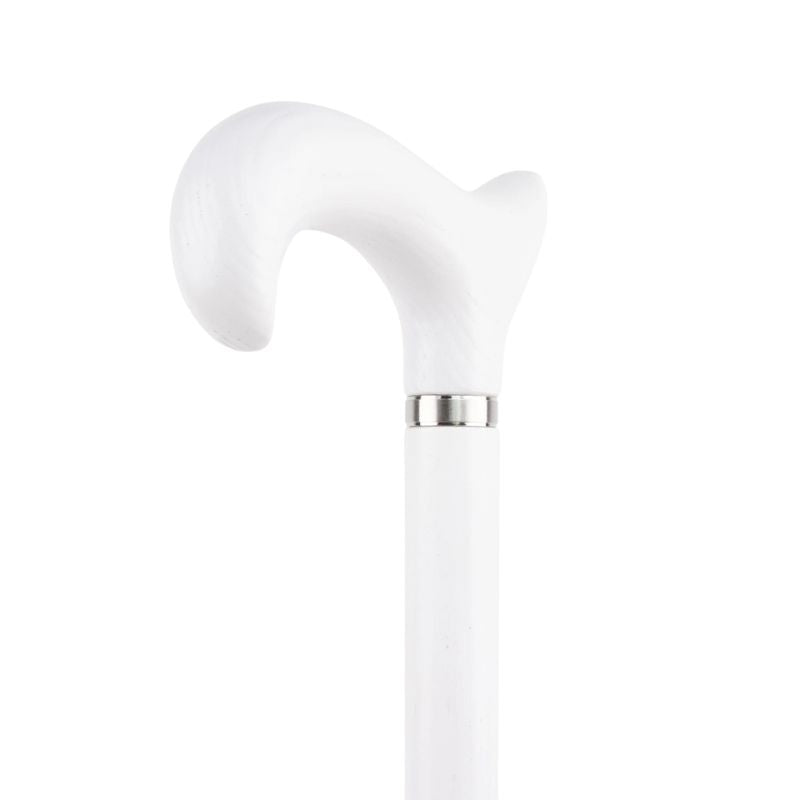white wooden walking cane with t-handle - close-up view