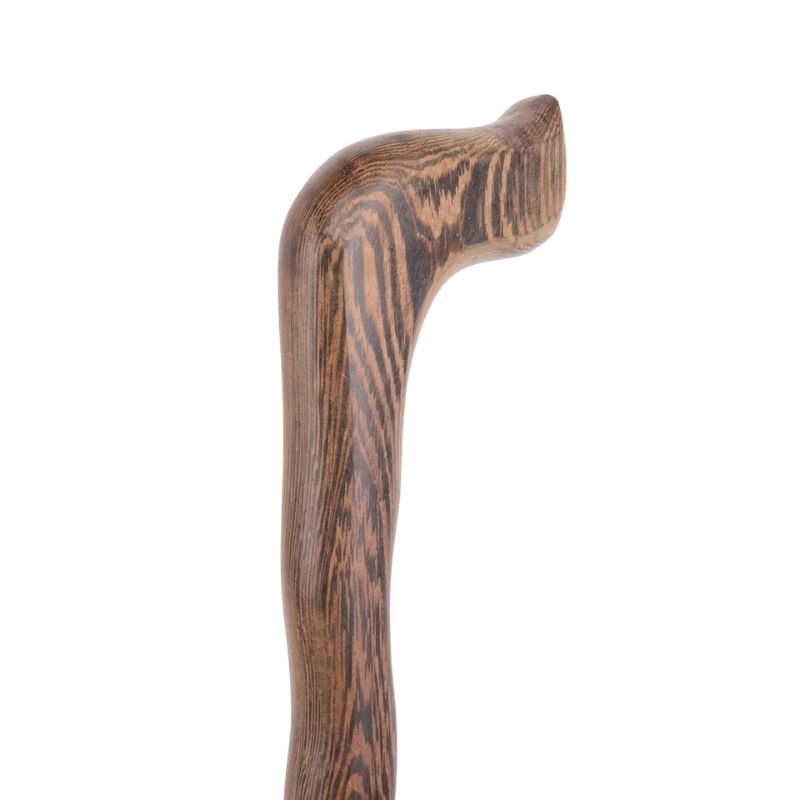 natural wood walking cane with t-handle - side profile