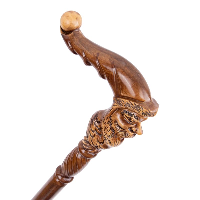 santa claus wooden walking cane - full length view