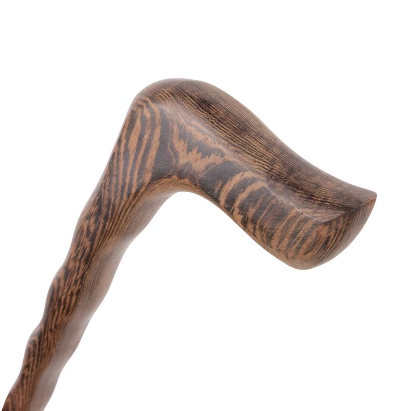 natural wood walking cane with t-handle - full length view