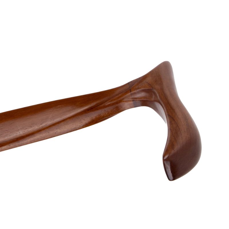 hand carved ergonomic wooden walking cane - tip and ferrule