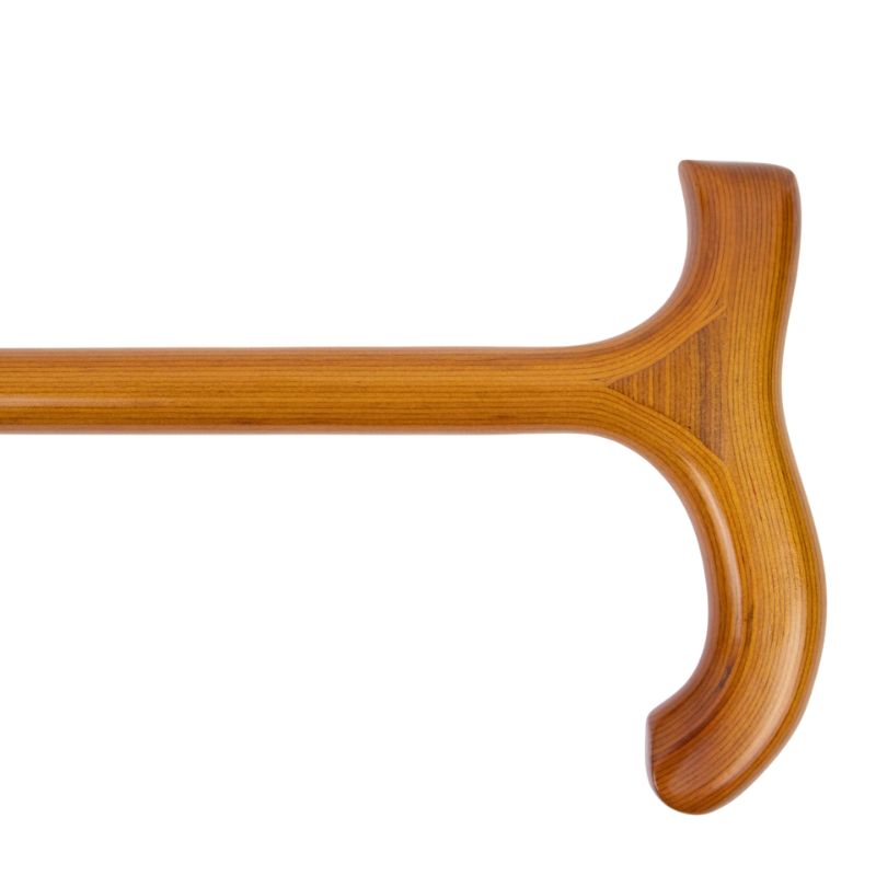 amber wood walking cane with t-handle - tip and ferrule