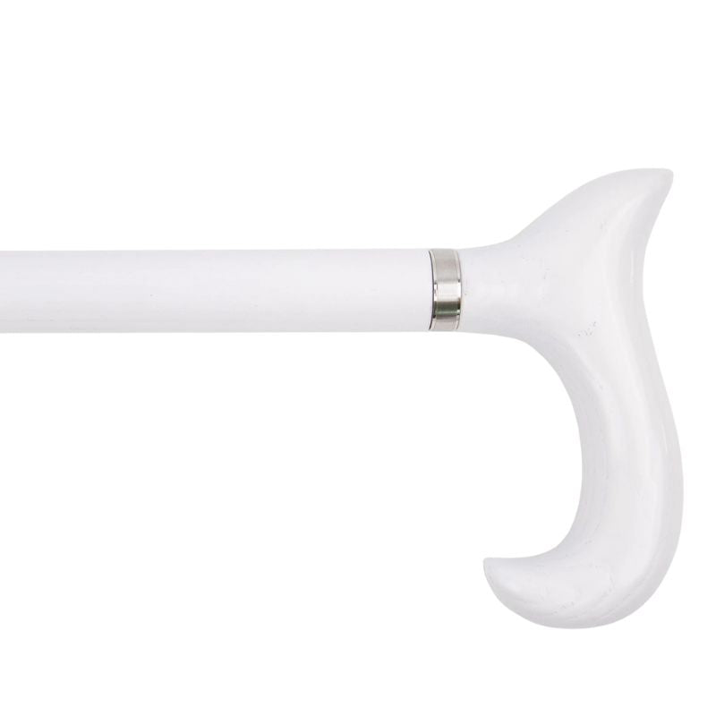 white wooden walking cane with t-handle - tip and ferrule