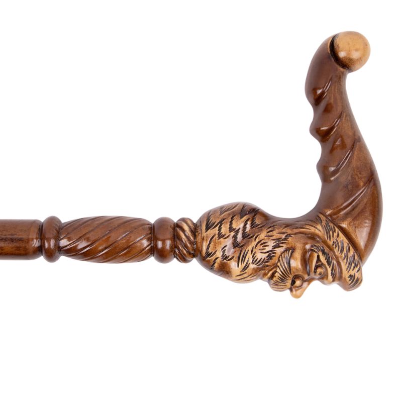 santa claus wooden walking cane - tip and ferrule