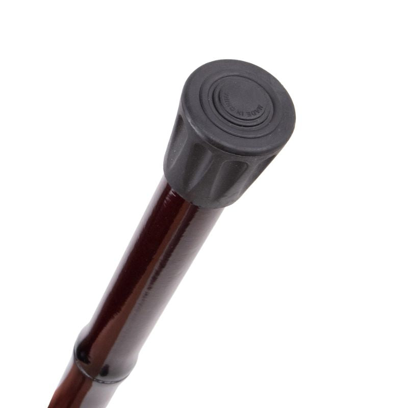 original wooden walking cane with hook handle - tip and ferrule