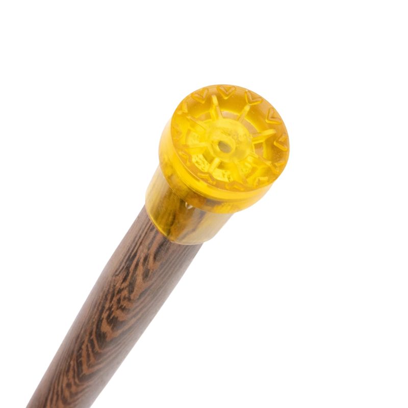 natural wood walking cane with t-handle - shown in hand