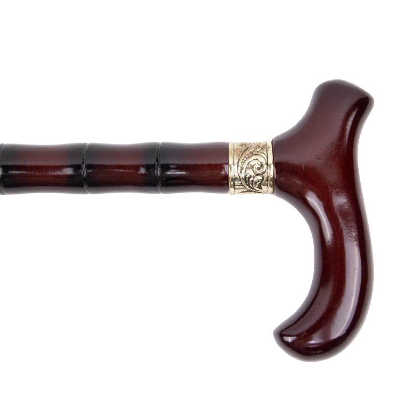 original wooden walking cane with hook handle - shown in hand