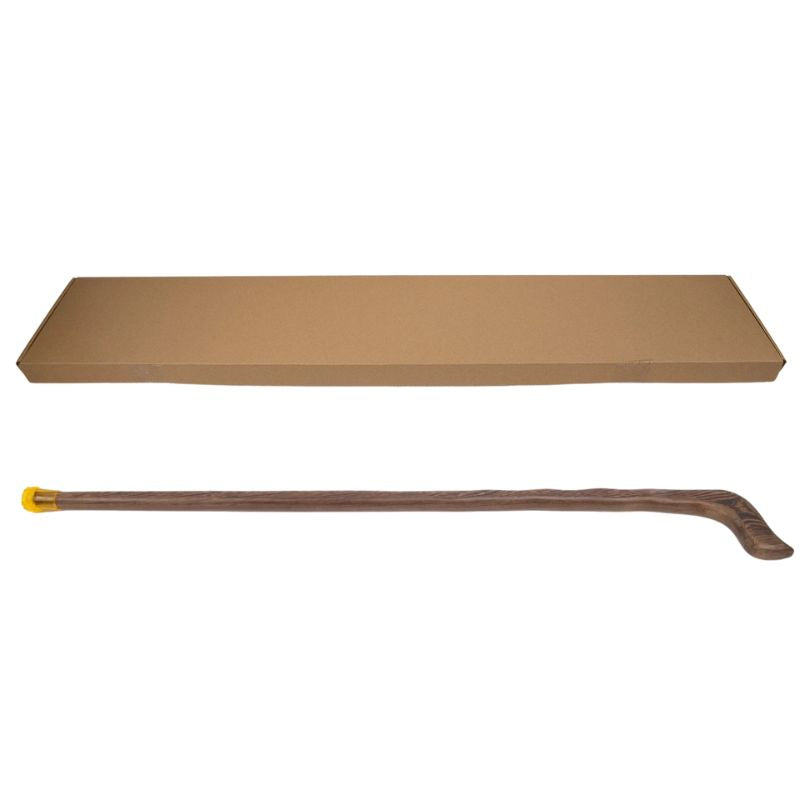 natural wood walking cane with t-handle - texture close-up