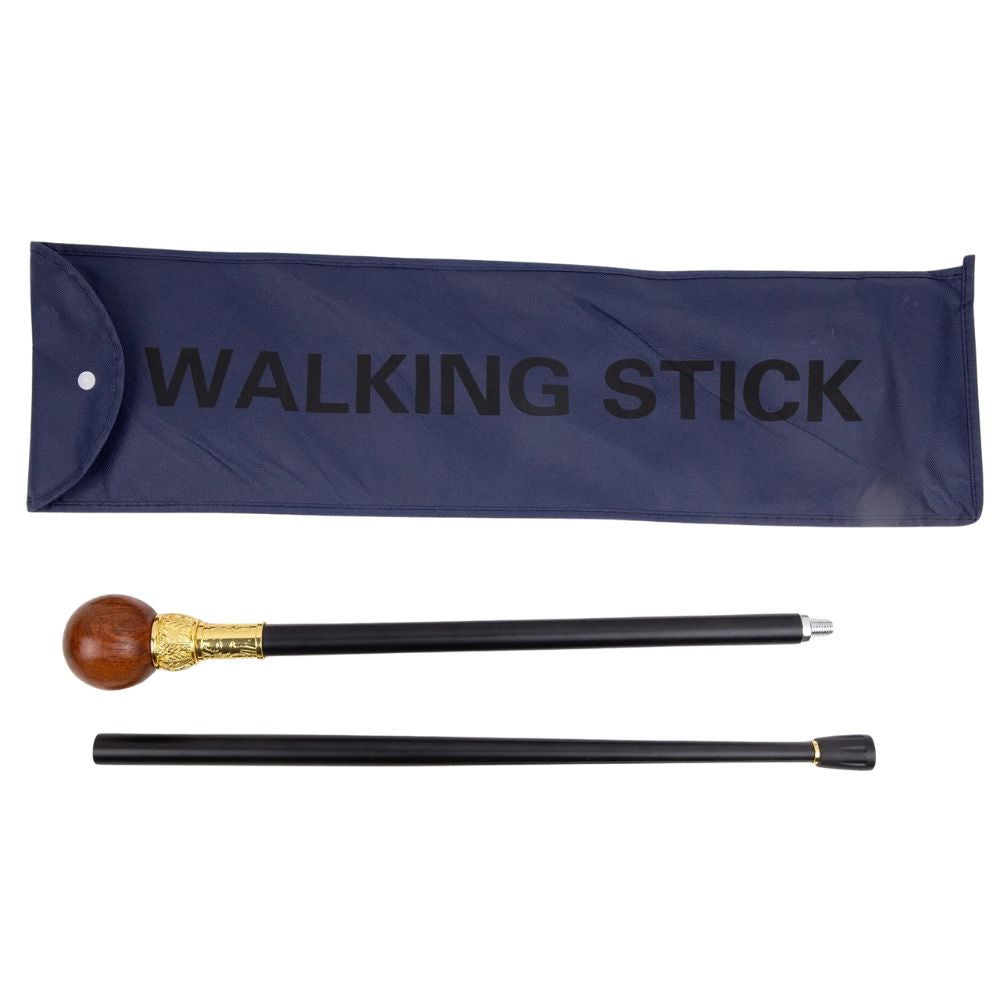 ball handle wooden walking cane - texture close-up