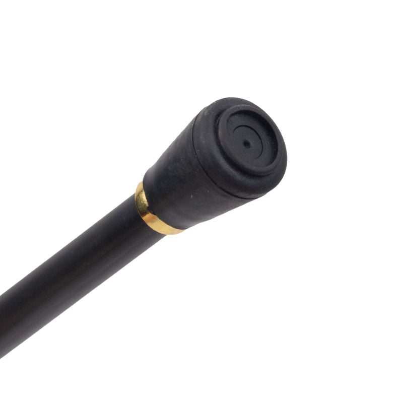 leopard ball wooden walking cane - shown in hand