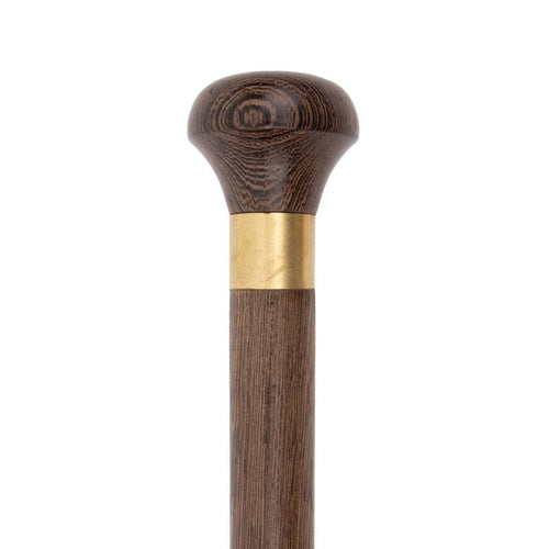 artisan wooden walking stick with cork grip - handle detail