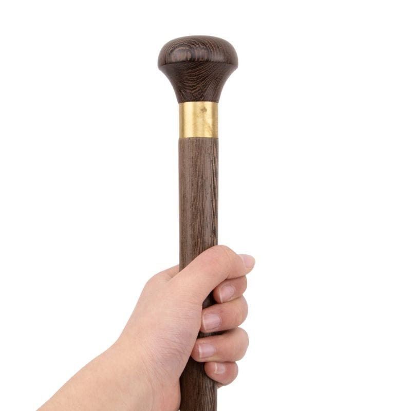 artisan wooden walking stick with cork grip - pommel detail