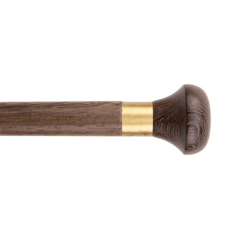 artisan wooden walking stick with cork grip - full length view
