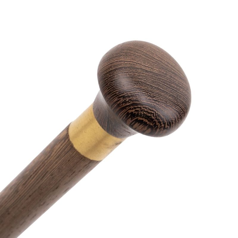 artisan wooden walking stick with cork grip - side profile