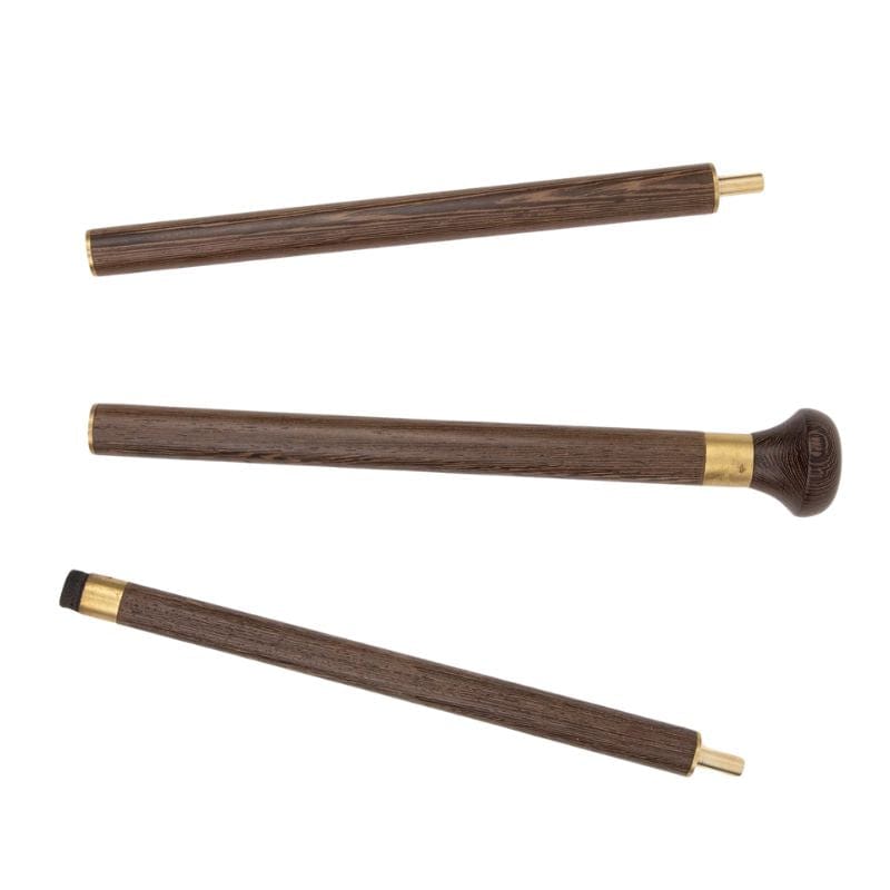 artisan wooden walking stick with cork grip - texture close-up