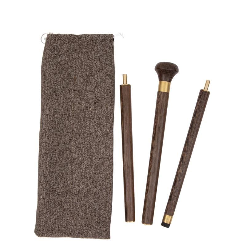 artisan wooden walking stick with cork grip - shaft detail