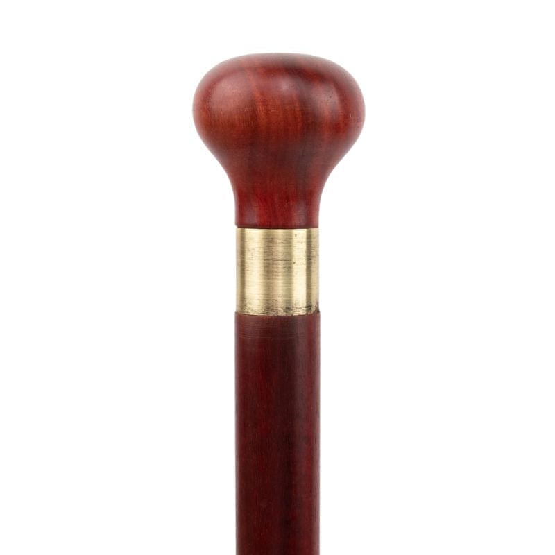 carved wooden walking stick with cork grip - handle detail