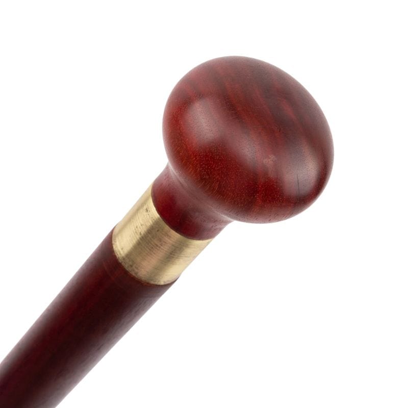 carved wooden walking stick with cork grip - side profile