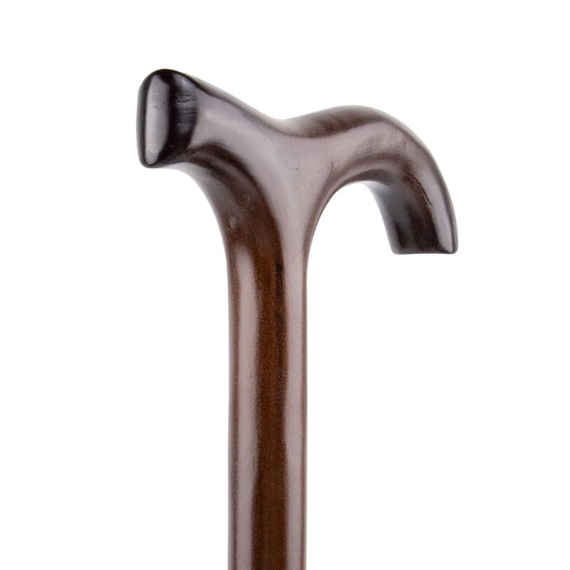 traditional wooden walking cane with cork grip - side profile