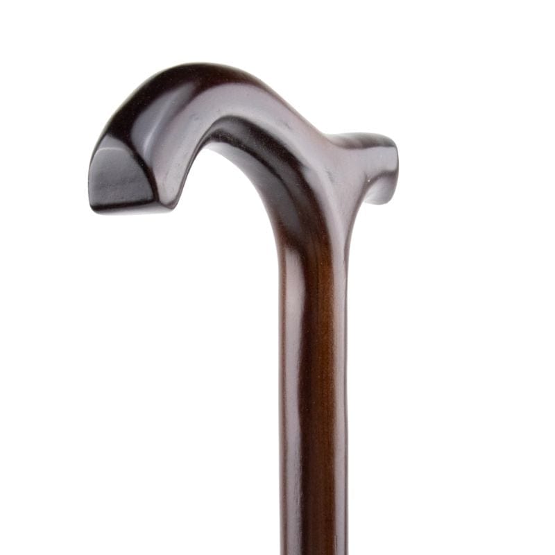 traditional wooden walking cane with cork grip - close-up view