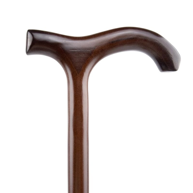 traditional wooden walking cane with cork grip - handle detail