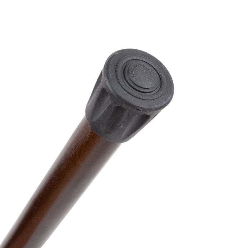 traditional wooden walking cane with cork grip - shown in hand