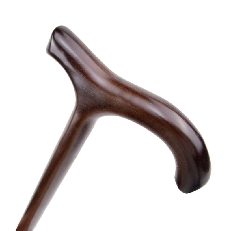 traditional wooden walking cane with cork grip - full length view