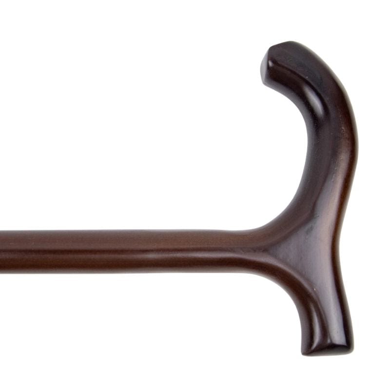 traditional wooden walking cane with cork grip - pommel detail