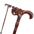 chinese dragon head wooden walking cane