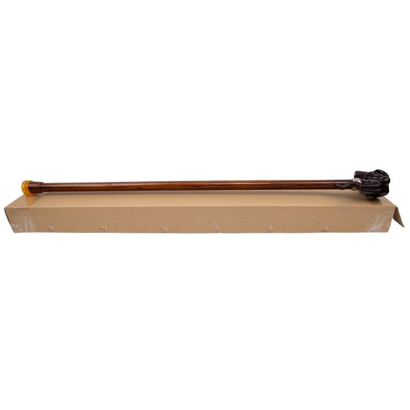 elephant head wooden walking cane - gift box packaging