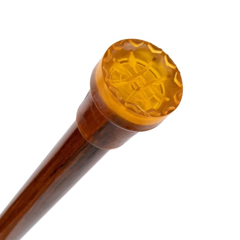 elephant head wooden walking cane - shaft detail