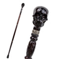 skull head wooden walking cane