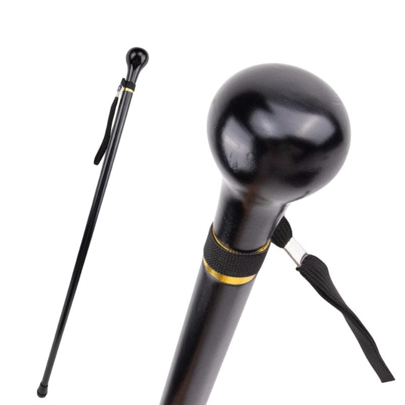 vintage wooden walking cane - close-up view