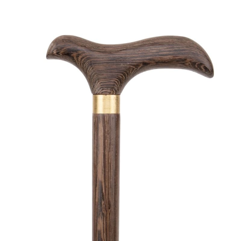 carved wooden walking cane vintage style - handle detail