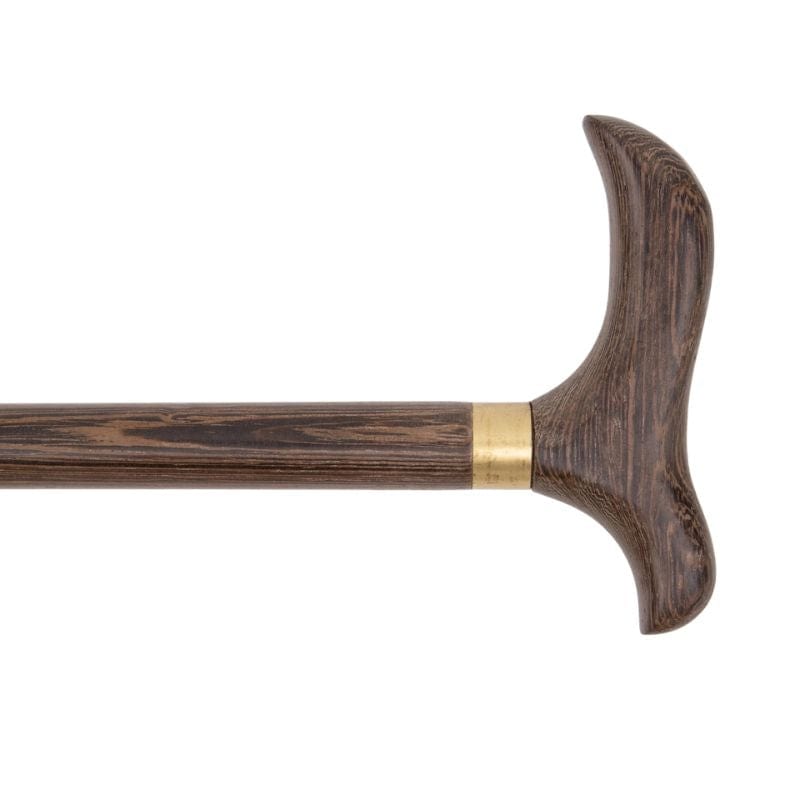 carved wooden walking cane vintage style - full length view