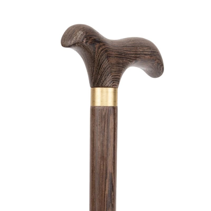 carved wooden walking cane vintage style - close-up view